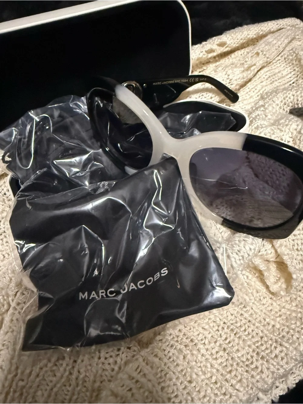 Marc Jacobs Black and White Oversized Round Sunglasses
